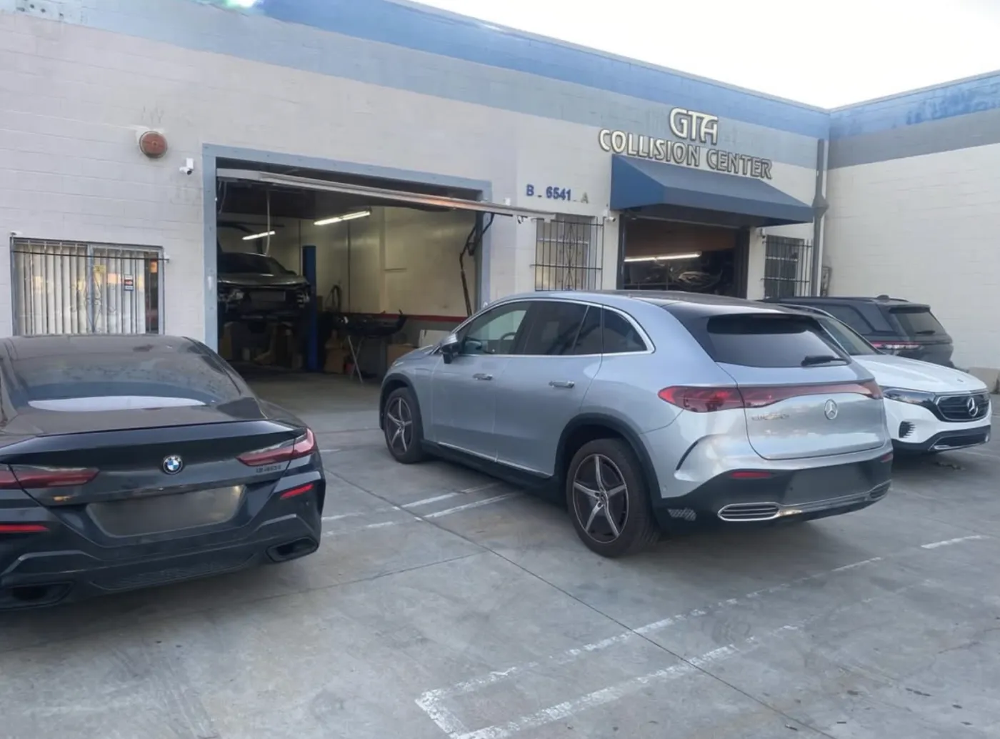 Technician workspace at GTA Pro Collision Center in Glendale.